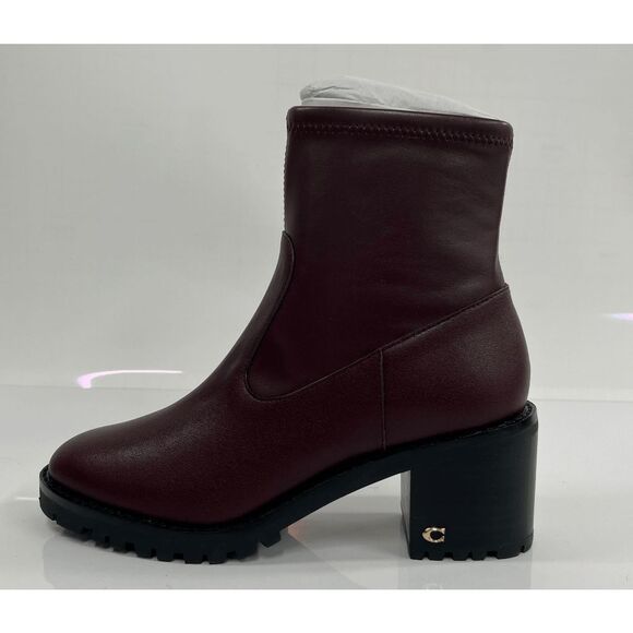 COACH Women's Joy Lug Sole Boots - Dark Cranberry 5.5B - Picture 3 of 8